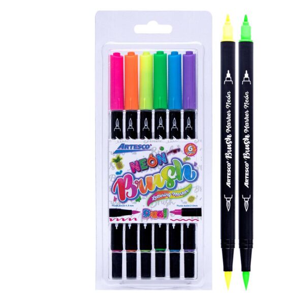 Marcadores Neon brush 6unts Dual Clasic